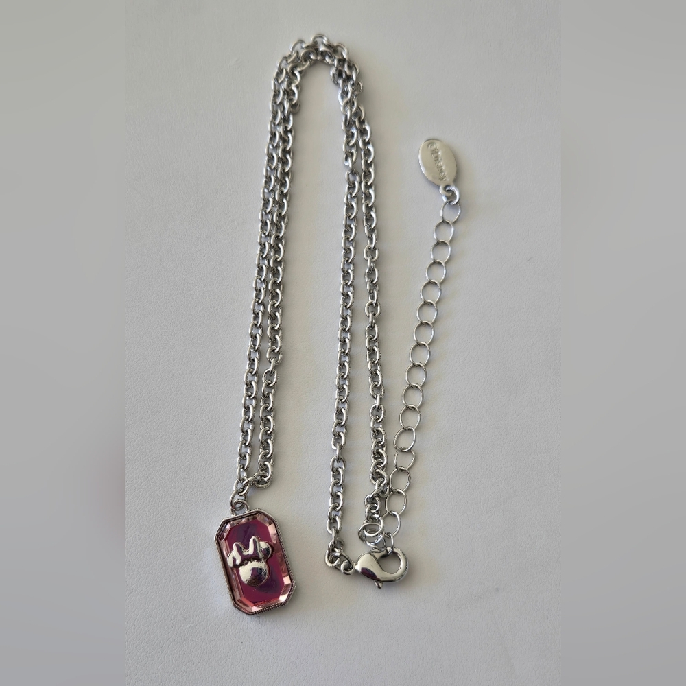 Minnie Silver Chain Necklace with Pink Pendant - Picture 8 of 15
